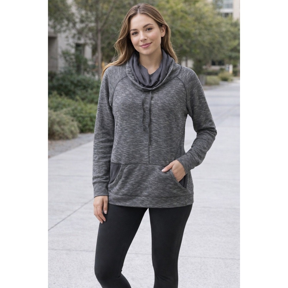 Eddie Bauer Cowl Neck Sweatshirt Women‎ M Gray Space Dye Outdoor casual gorpcore